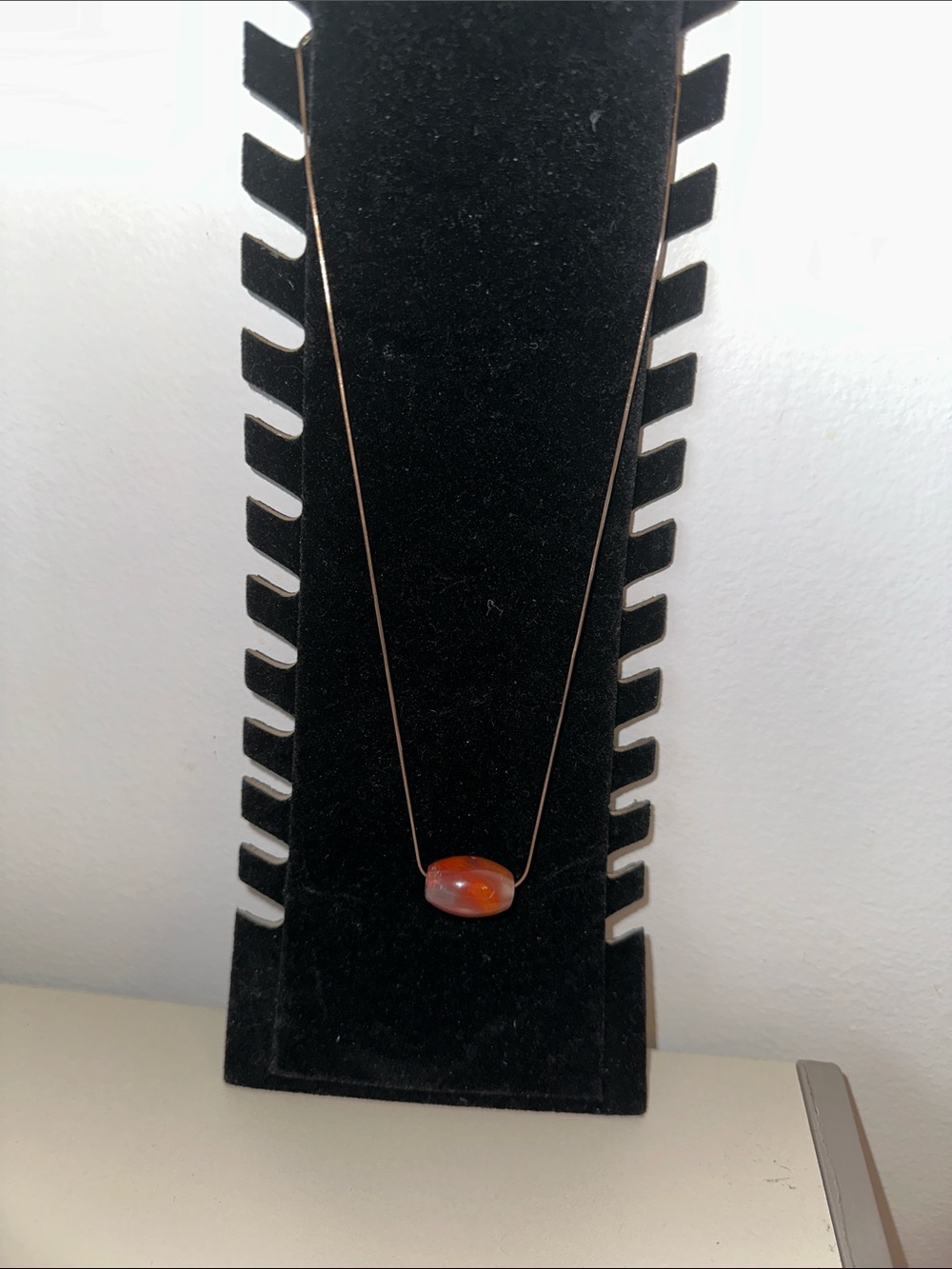 Simple Orange Bead Pendant Necklace - Unbranded